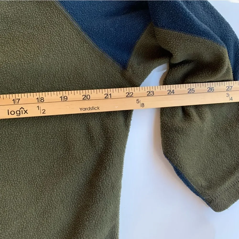 Patagonia Capilene Sweater Men Medium Fleece Green/ Blue 1/4 Zip Stand Up Neck